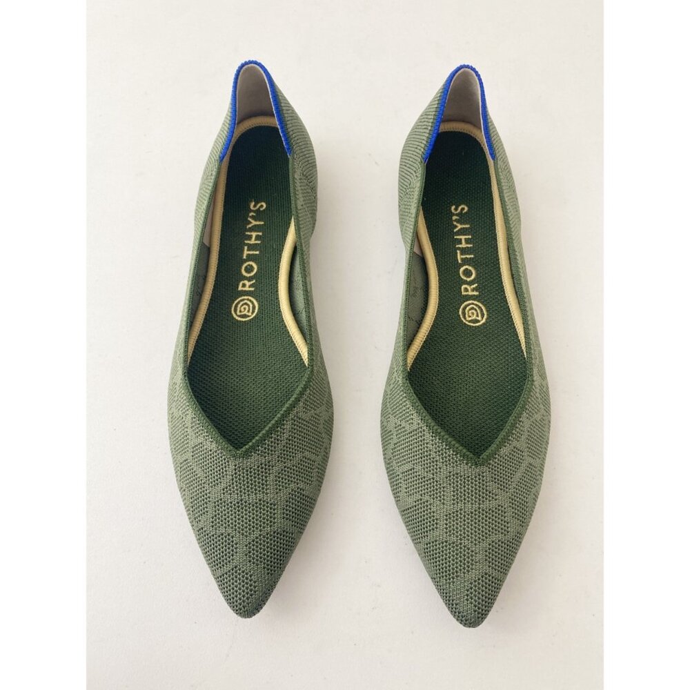 Rothy's the Point Flats Shoes Safari Green